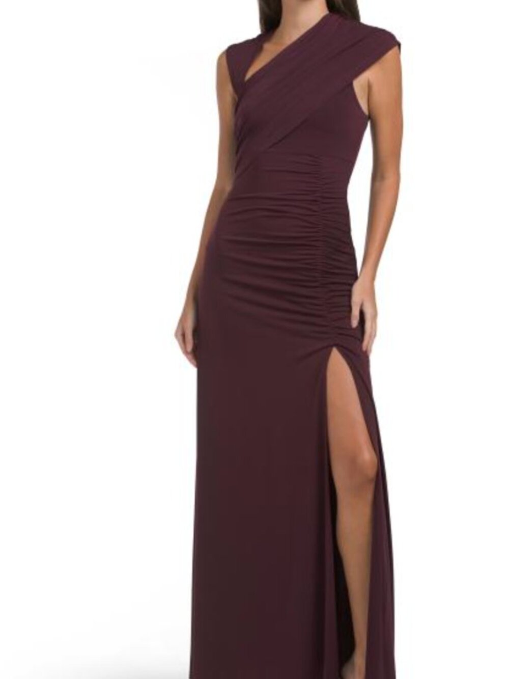 Herve Leger Ruched Matte Jersey Draped Gown - Size L - NWT